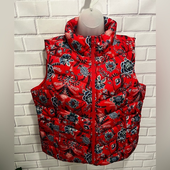 LANDS END women Floral Puffer Vest/size LP - Picture 7 of 12